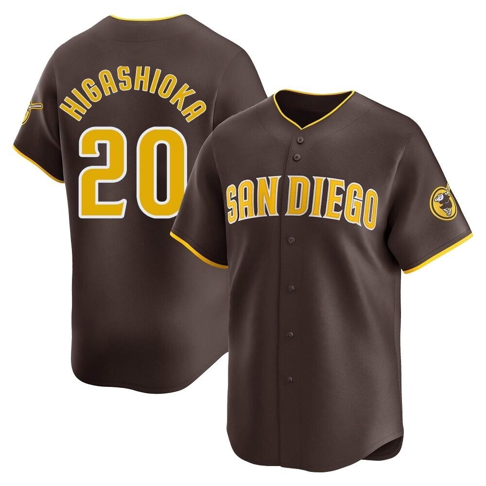 Limited Kyle Higashioka Men's San Diego Padres Brown Away Jersey Limited Kyle Higashioka Men's San Diego Padres Brown Away Jersey