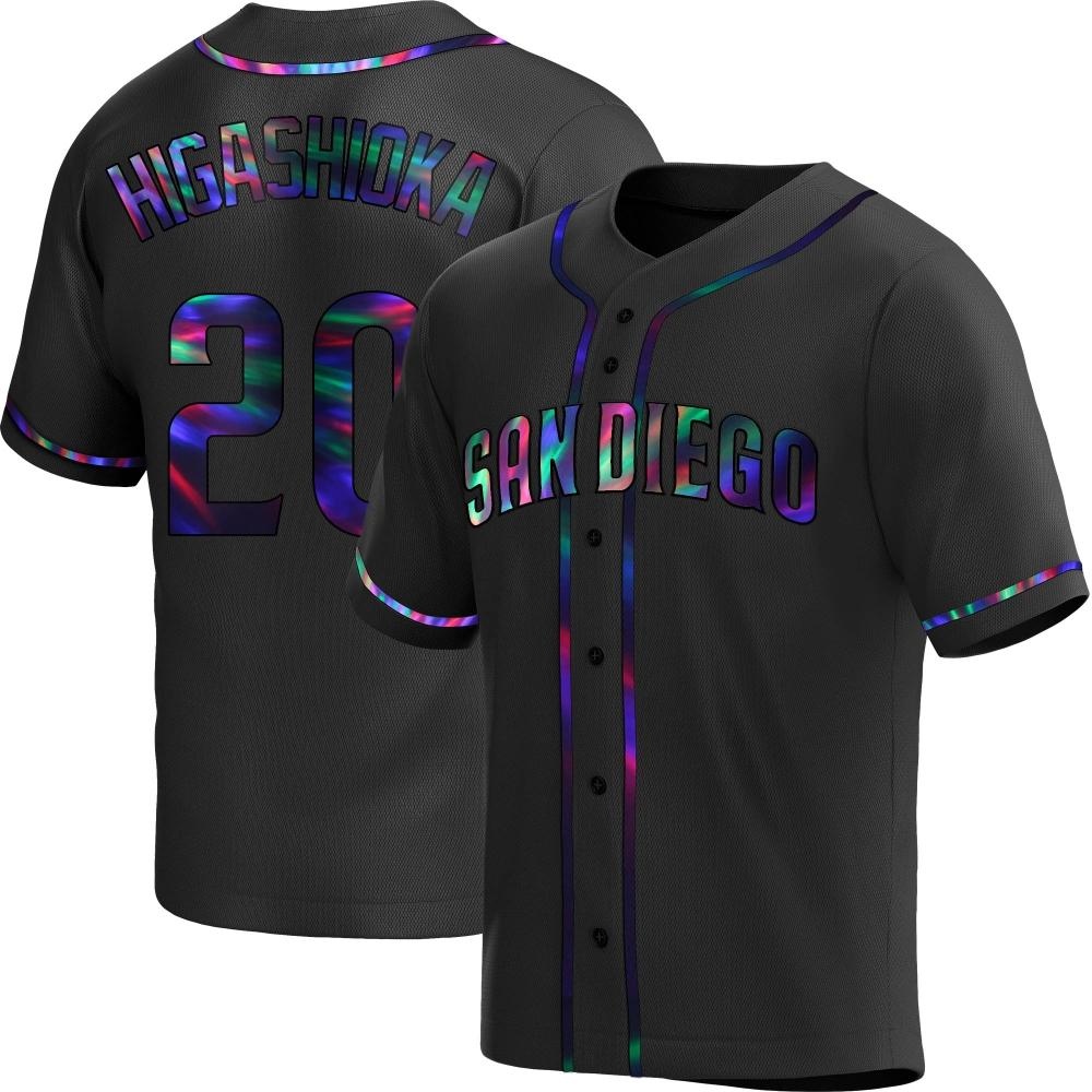 Replica Kyle Higashioka Men's San Diego Padres Black Holographic Alternate Jersey Replica Kyle Higashioka Men's San Diego Padres Black Holographic Alternate Jersey