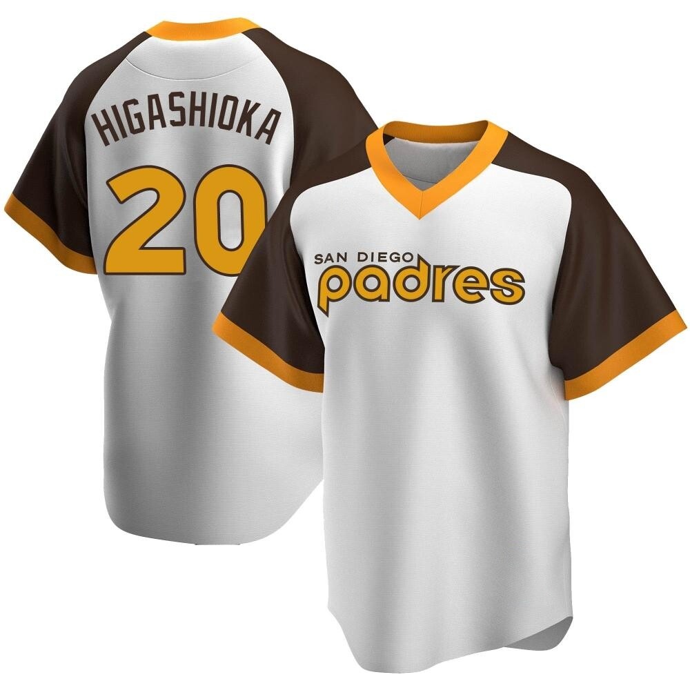 Replica Kyle Higashioka Men's San Diego Padres White Home Cooperstown Collection Jersey Replica Kyle Higashioka Men's San Diego Padres White Home Cooperstown Collection Jersey