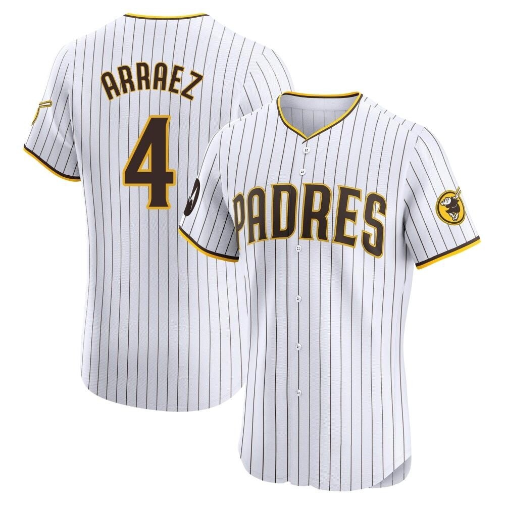 Elite Luis Arraez Men's San Diego Padres White Home Patch Jersey Elite Luis Arraez Men's San Diego Padres White Home Patch Jersey