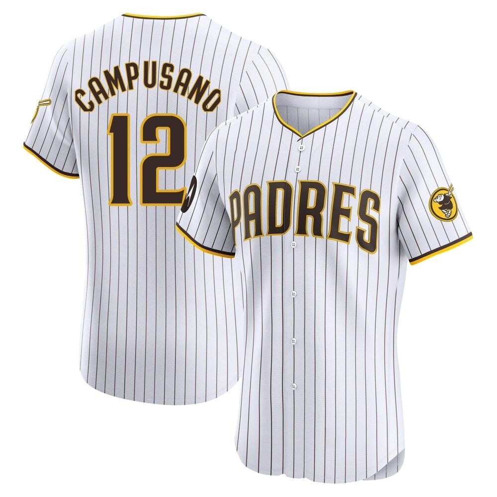 Elite Luis Campusano Men's San Diego Padres White Home Patch Jersey Elite Luis Campusano Men's San Diego Padres White Home Patch Jersey