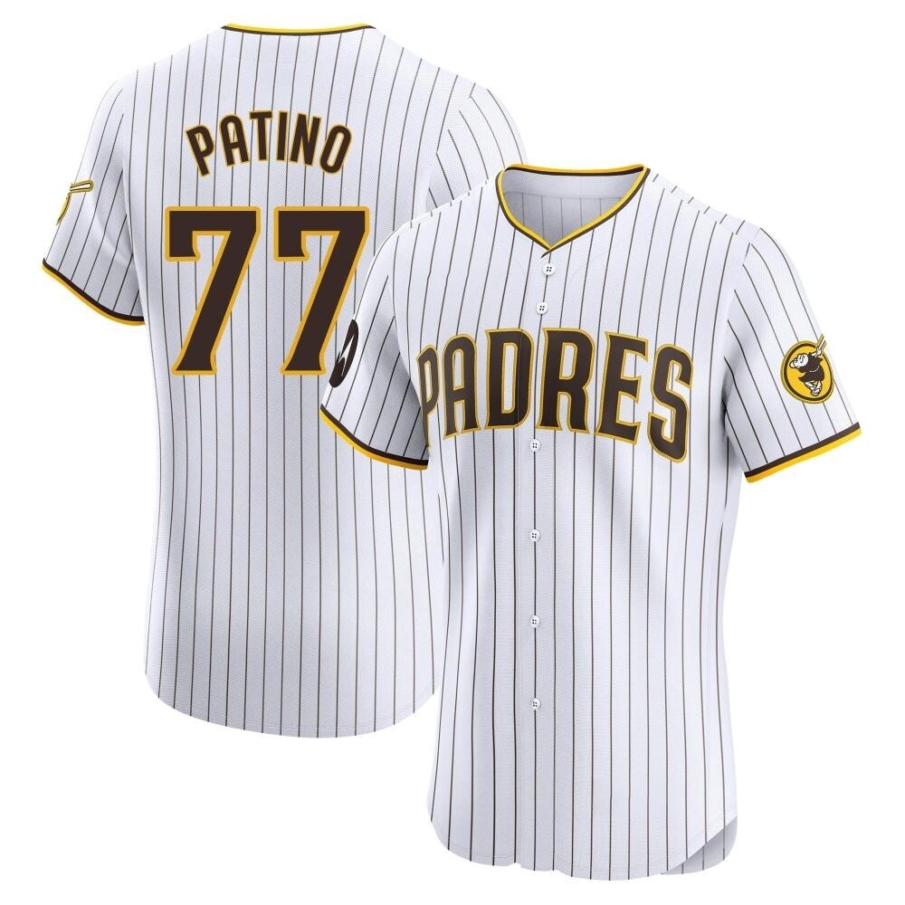 Elite Luis Patino Men's San Diego Padres White Home Patch Jersey Elite Luis Patino Men's San Diego Padres White Home Patch Jersey