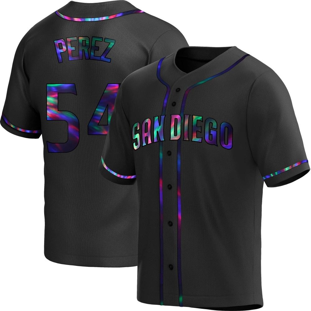 Replica Martin Perez Men's San Diego Padres Black Holographic Alternate Jersey Replica Martin Perez Men's San Diego Padres Black Holographic Alternate Jersey