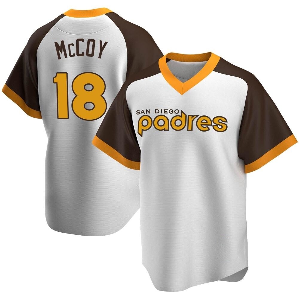 Replica Mason McCoy Men's San Diego Padres White Home Cooperstown Collection Jersey Replica Mason McCoy Men's San Diego Padres White Home Cooperstown Collection Jersey