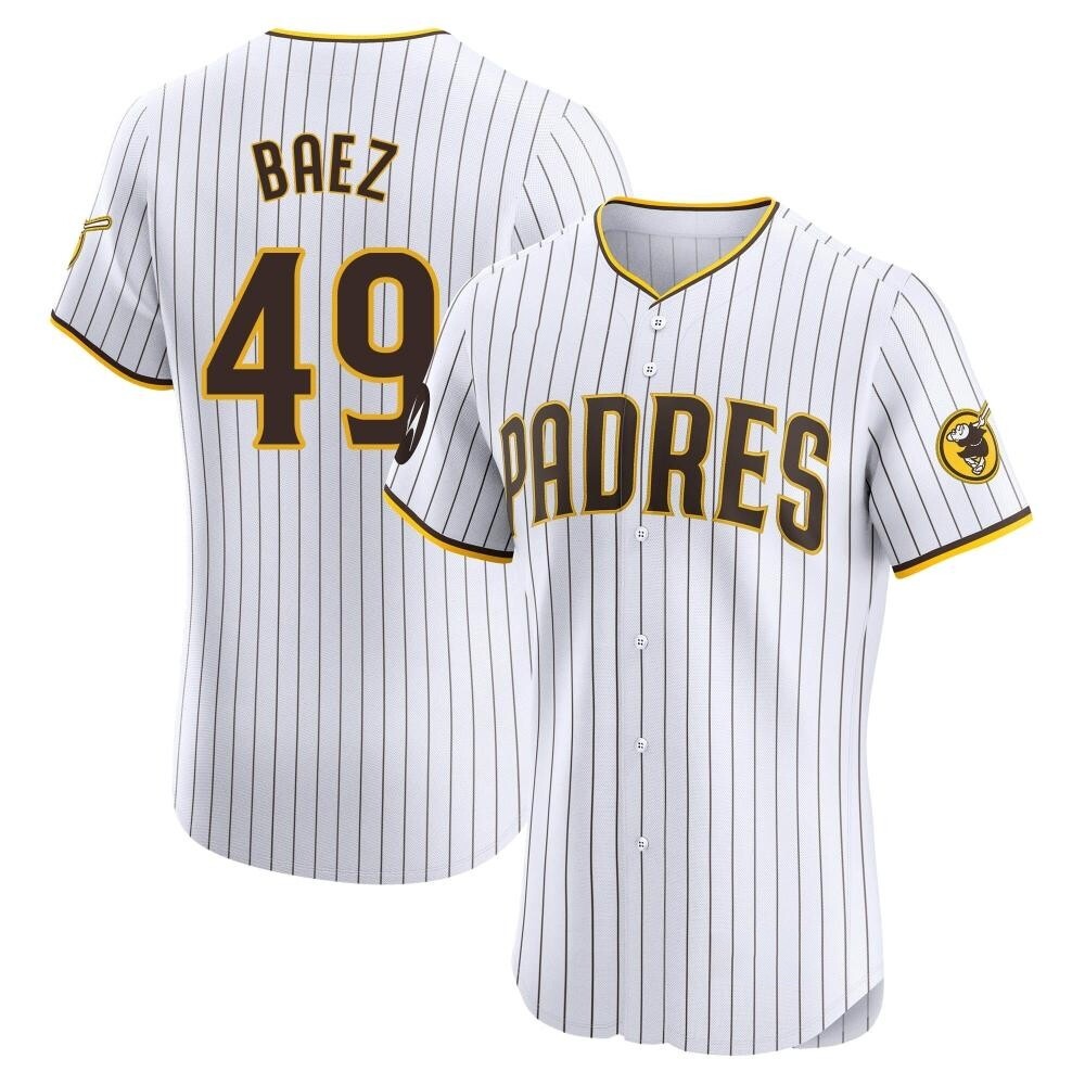 Elite Michel Baez Men's San Diego Padres White Home Patch Jersey Elite Michel Baez Men's San Diego Padres White Home Patch Jersey