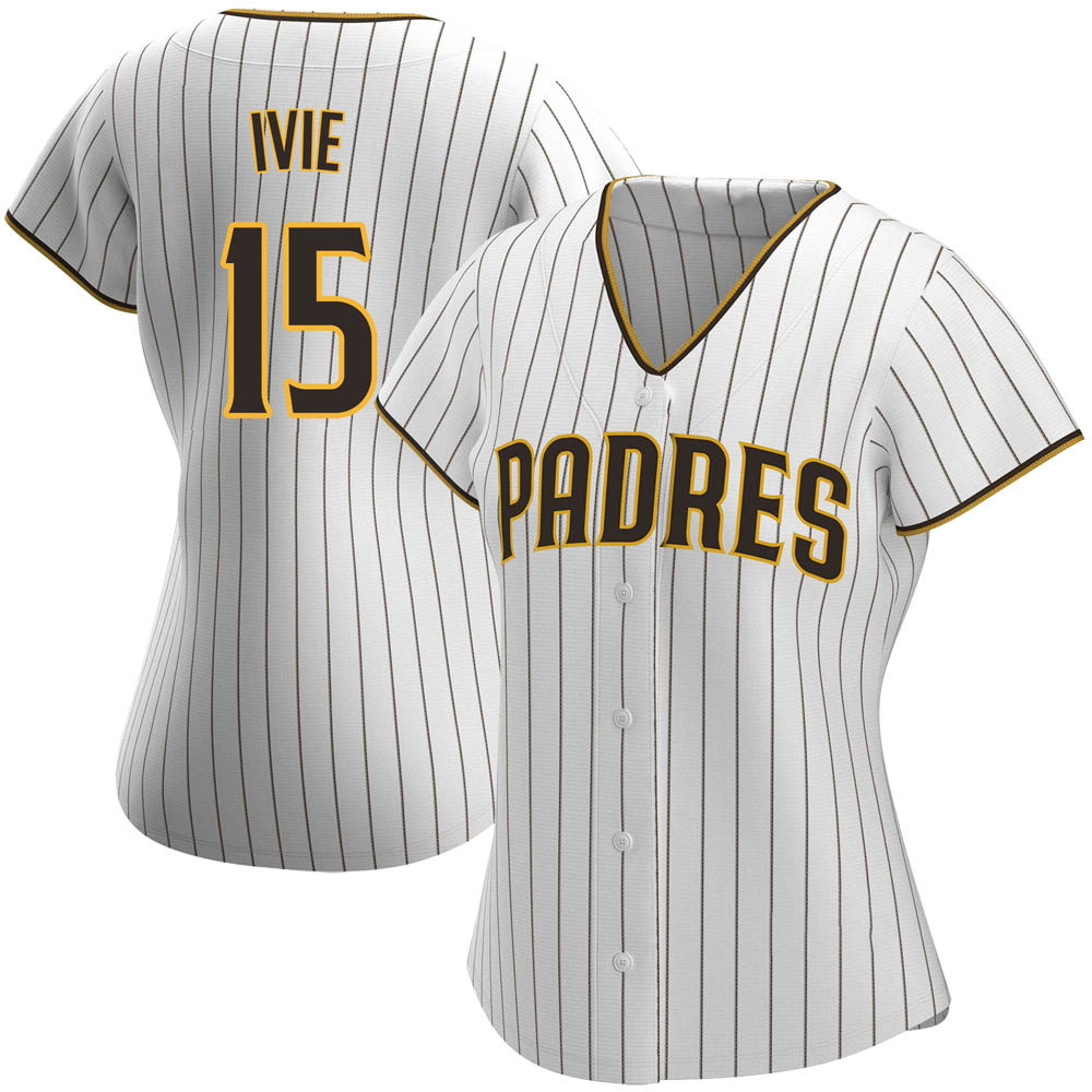 Replica Mike Ivie Women's San Diego Padres White /Brown Home Jersey