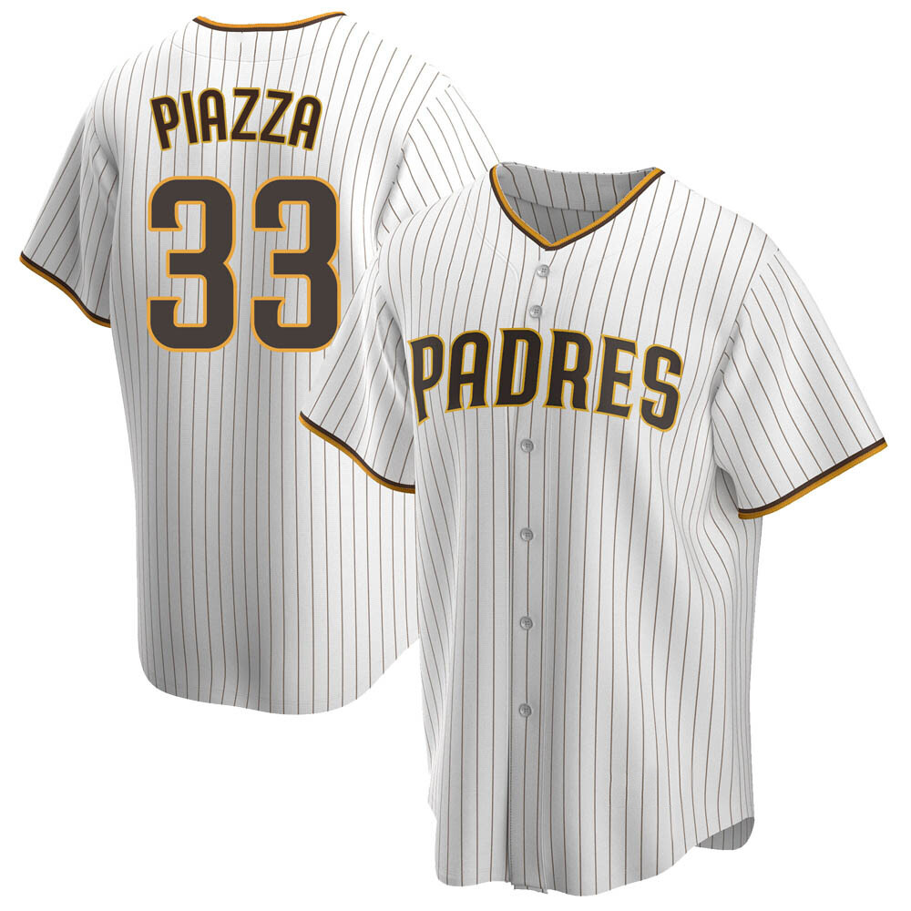 Replica Mike Piazza Men's San Diego Padres White /Brown Home Jersey Replica Mike Piazza Men's San Diego Padres White /Brown Home Jersey