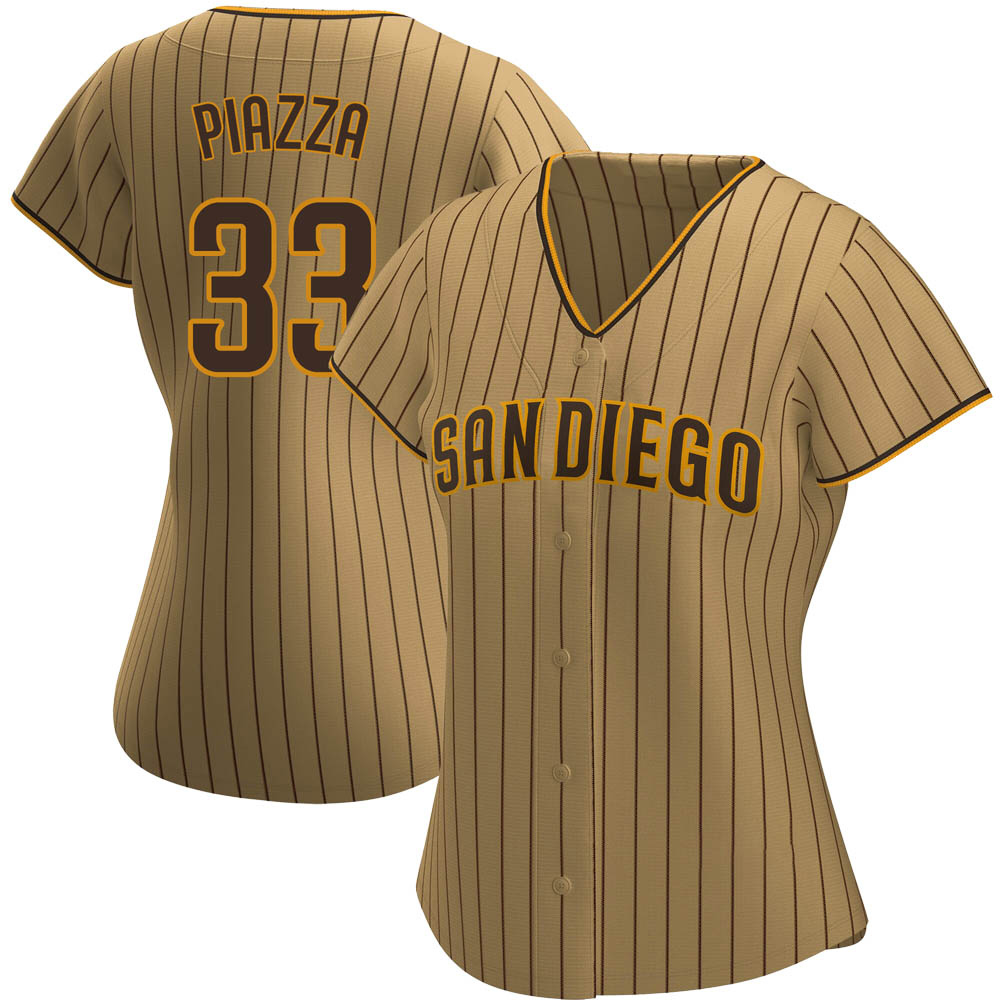 Replica Mike Piazza Women's San Diego Padres Brown Tan/ Alternate Jersey Replica Mike Piazza Women's San Diego Padres Brown Tan/ Alternate Jersey