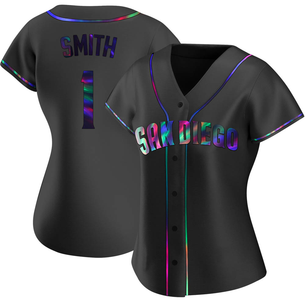 Replica Ozzie Smith Women's San Diego Padres Black Holographic Alternate Jersey Replica Ozzie Smith Women's San Diego Padres Black Holographic Alternate Jersey