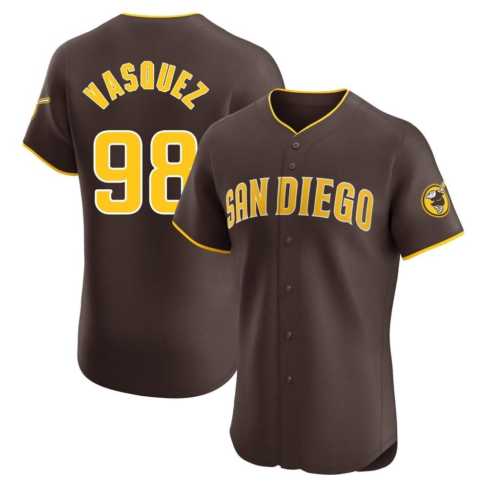 Elite Randy Vasquez Men's San Diego Padres Brown Road Vapor Premier Jersey