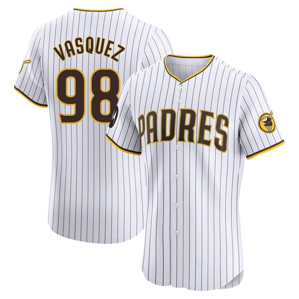 Elite Randy Vasquez Men's San Diego Padres White Home Patch Jersey Elite Randy Vasquez Men's San Diego Padres White Home Patch Jersey