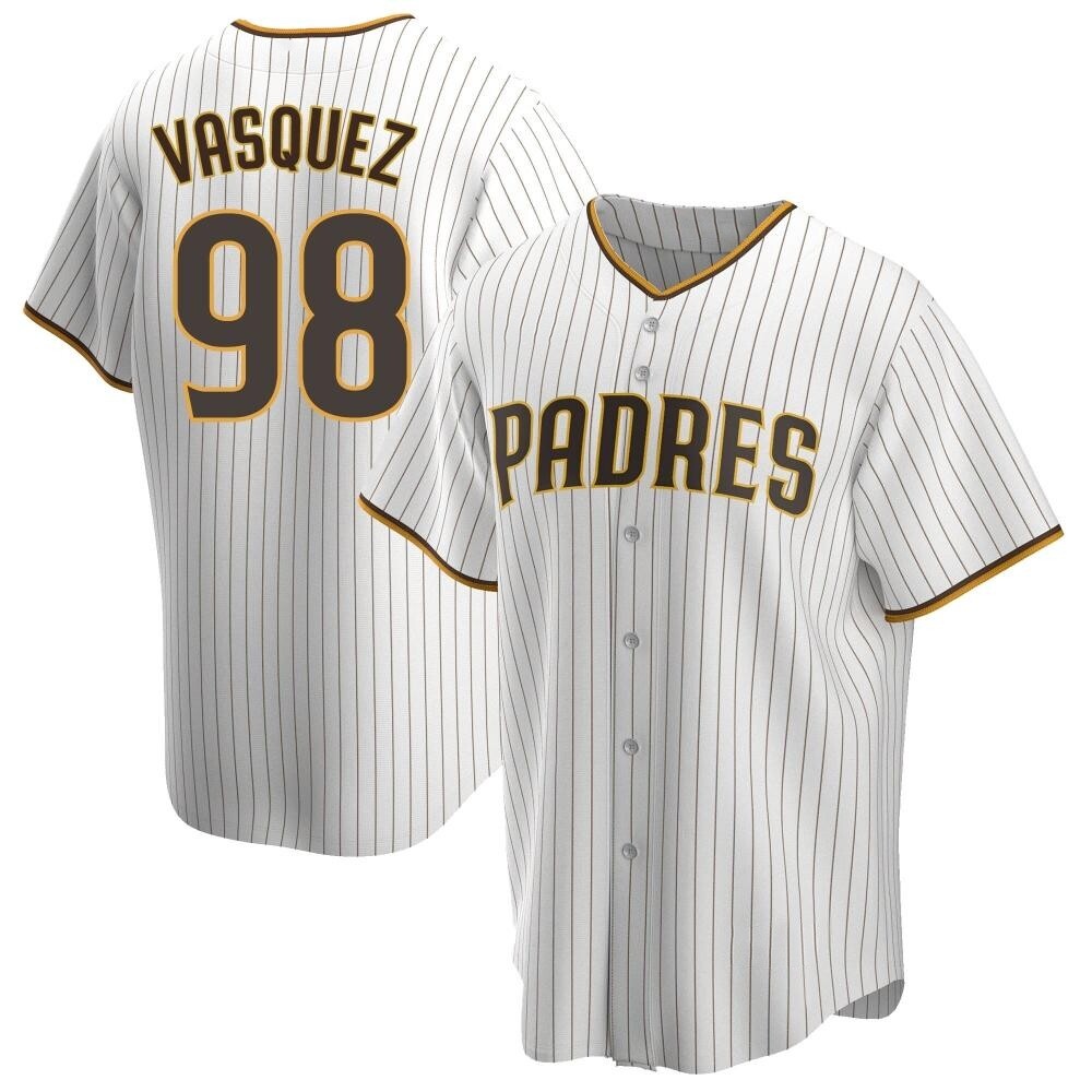 Replica Randy Vasquez Men's San Diego Padres White /Brown Home Jersey