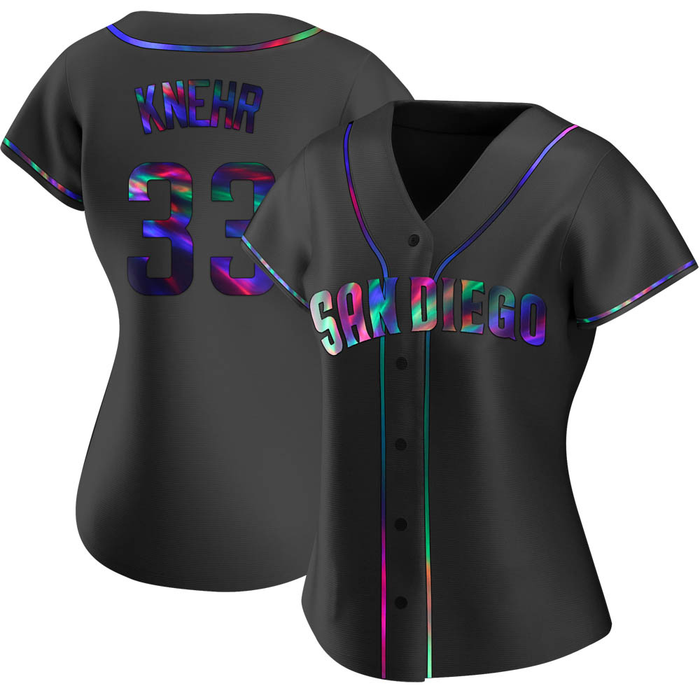 Replica Reiss Knehr Women's San Diego Padres Black Holographic Alternate Jersey Replica Reiss Knehr Women's San Diego Padres Black Holographic Alternate Jersey