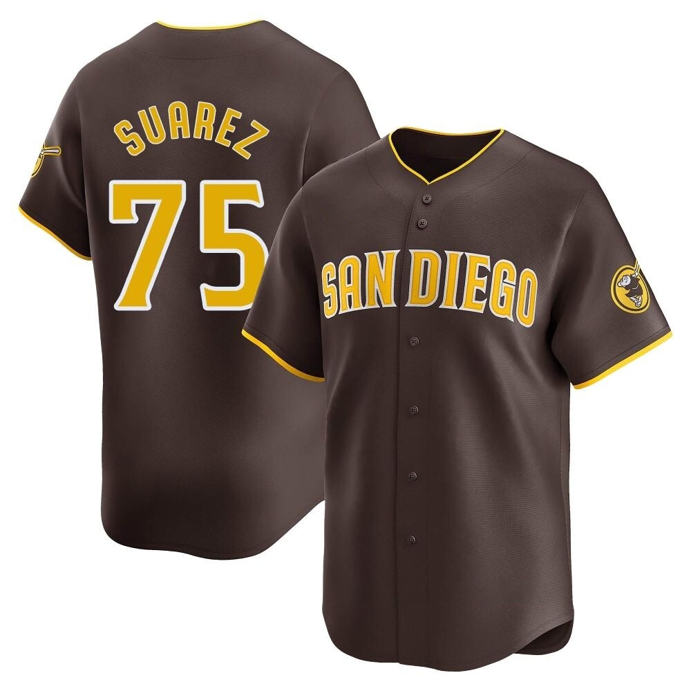 Limited Robert Suarez Men's San Diego Padres Brown Away Jersey Limited Robert Suarez Men's San Diego Padres Brown Away Jersey