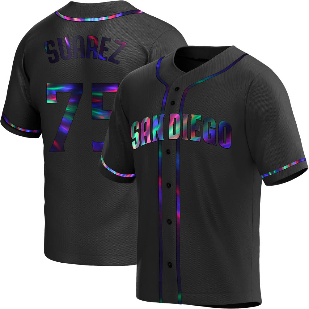Replica Robert Suarez Men's San Diego Padres Black Holographic Alternate Jersey Replica Robert Suarez Men's San Diego Padres Black Holographic Alternate Jersey