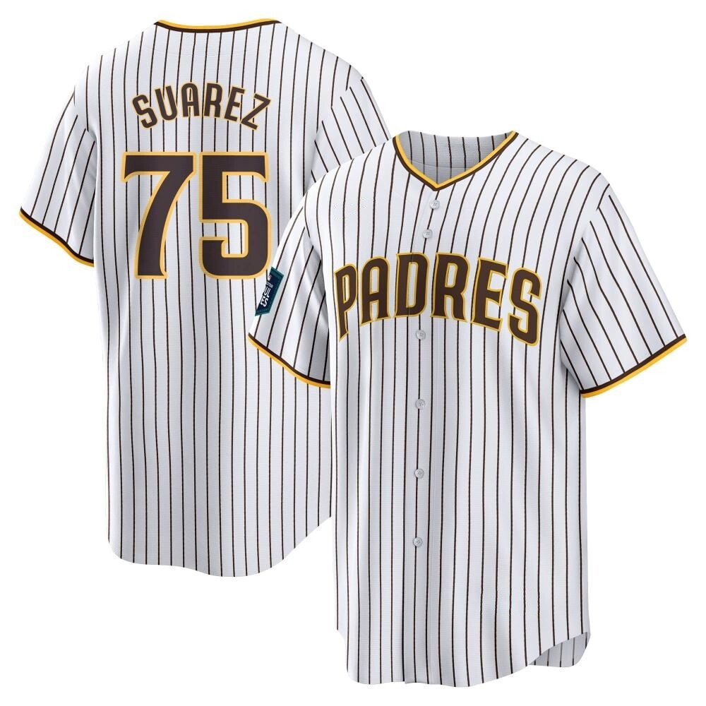 Replica Robert Suarez Men's San Diego Padres White 2024 World Tour Seoul Series Home Jersey Replica Robert Suarez Men's San Diego Padres White 2024 World Tour Seoul Series Home Jersey