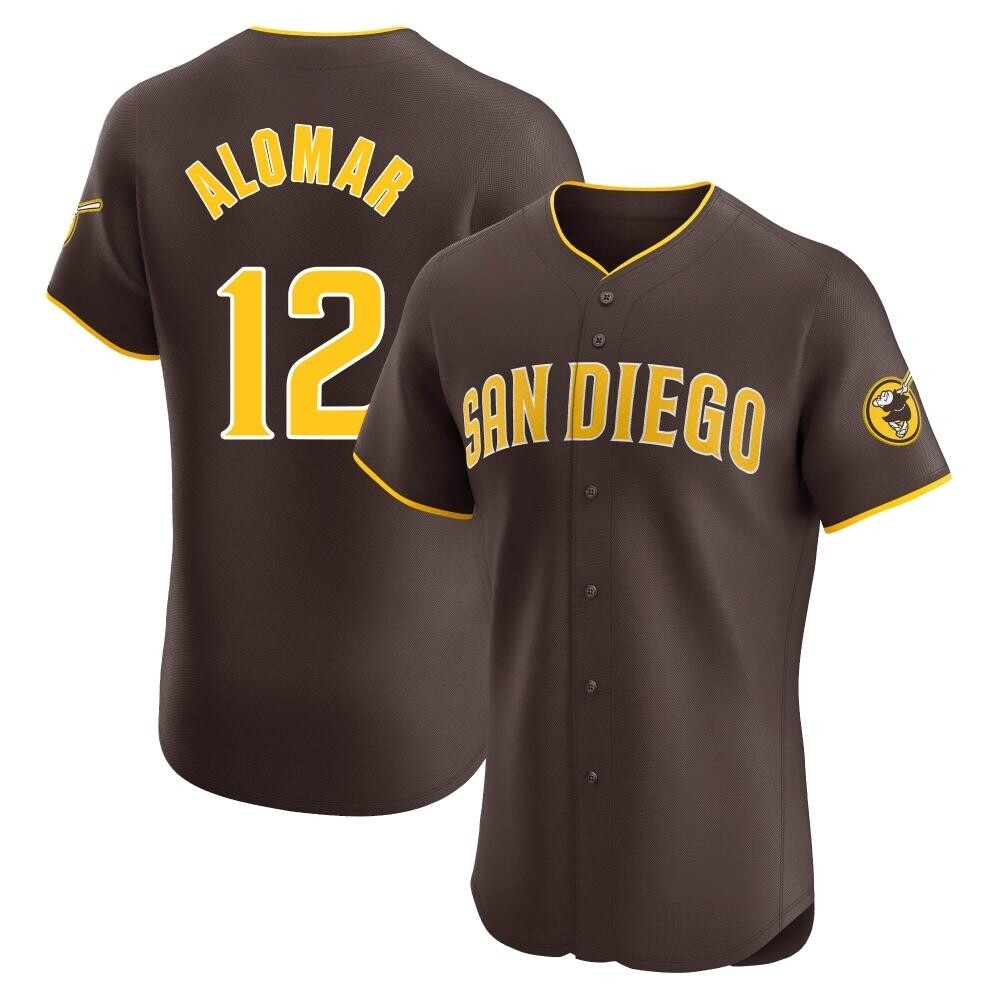 Elite Roberto Alomar Men's San Diego Padres Brown Road Vapor Premier Jersey
