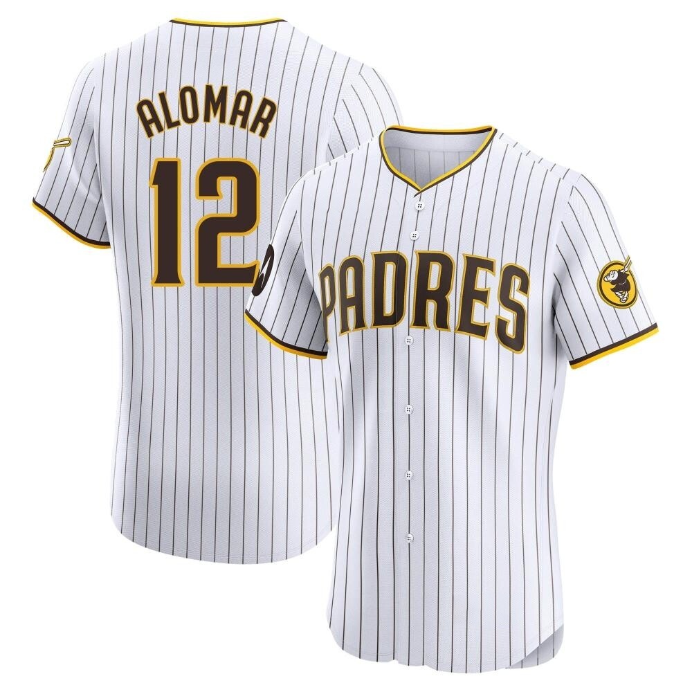 Elite Roberto Alomar Men's San Diego Padres White Home Patch Jersey Elite Roberto Alomar Men's San Diego Padres White Home Patch Jersey