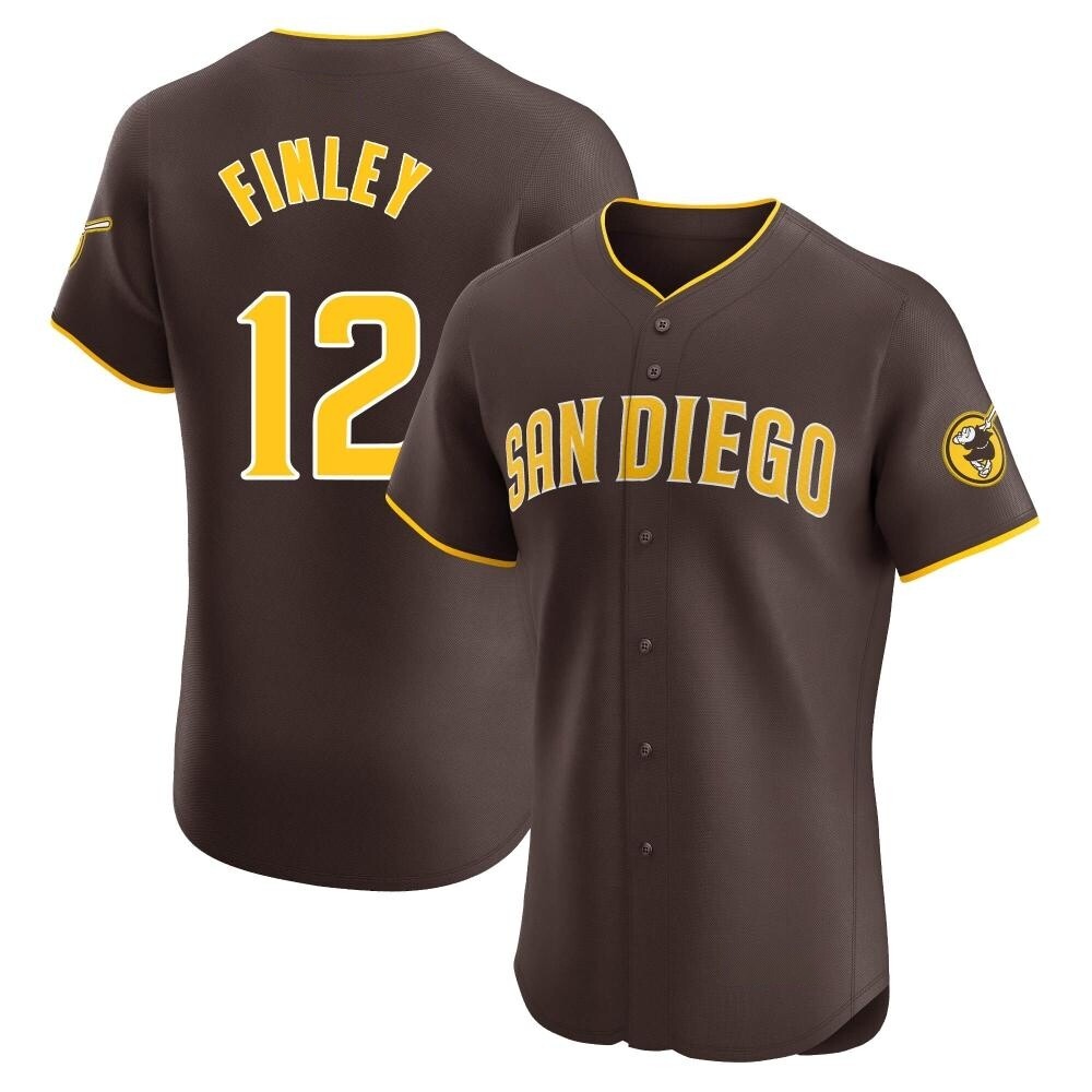 Elite Steve Finley Men's San Diego Padres Brown Road Vapor Premier Jersey