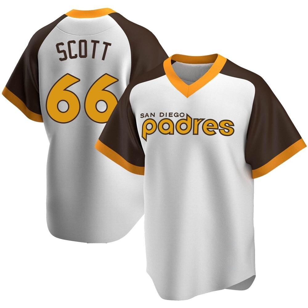 Replica Tanner Scott Men's San Diego Padres White Home Cooperstown Collection Jersey Replica Tanner Scott Men's San Diego Padres White Home Cooperstown Collection Jersey