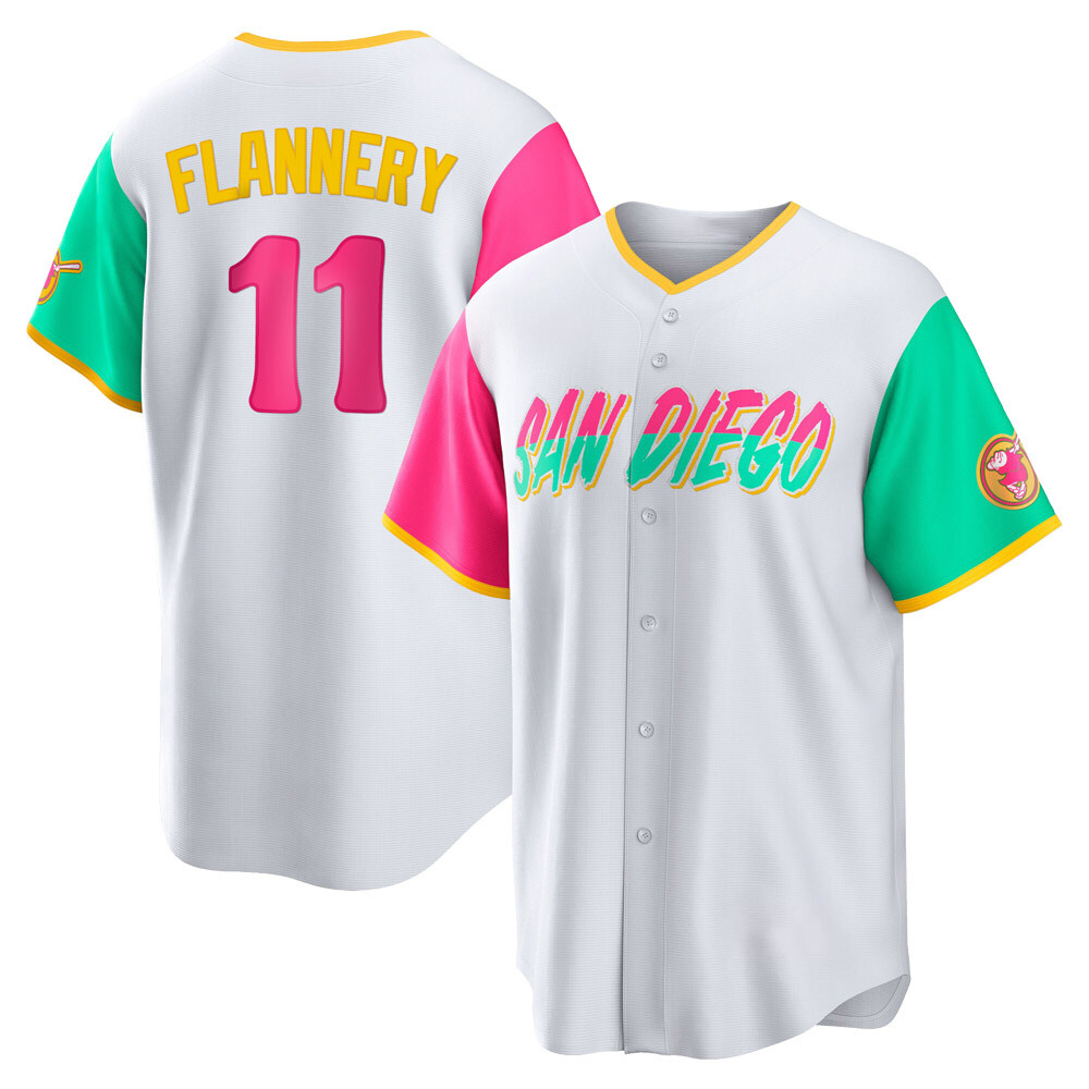 Replica Tim Flannery Men's San Diego Padres White 2022 City Connect Jersey Replica Tim Flannery Men's San Diego Padres White 2022 City Connect Jersey