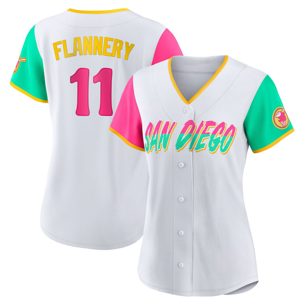 Replica Tim Flannery Women's San Diego Padres White 2022 City Connect Jersey Replica Tim Flannery Women's San Diego Padres White 2022 City Connect Jersey