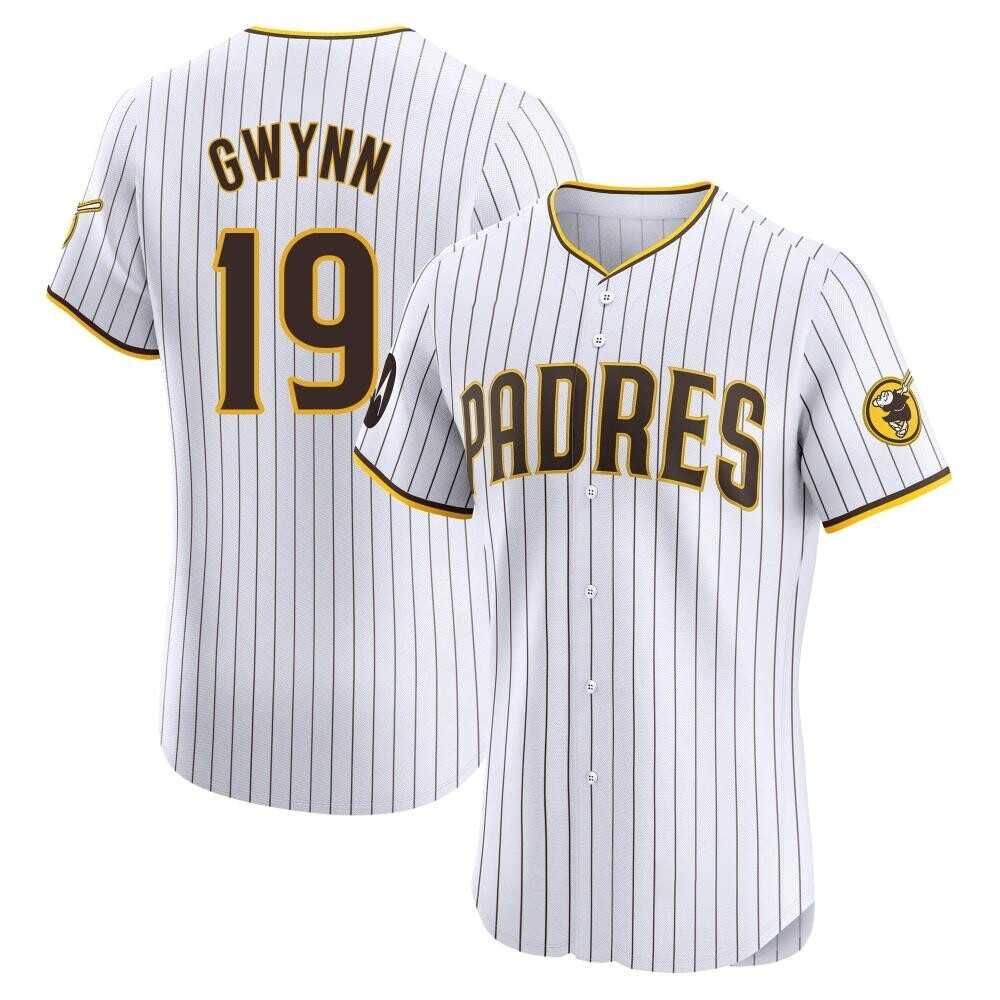Elite Tony Gwynn Men's San Diego Padres White Home Patch Jersey Elite Tony Gwynn Men's San Diego Padres White Home Patch Jersey