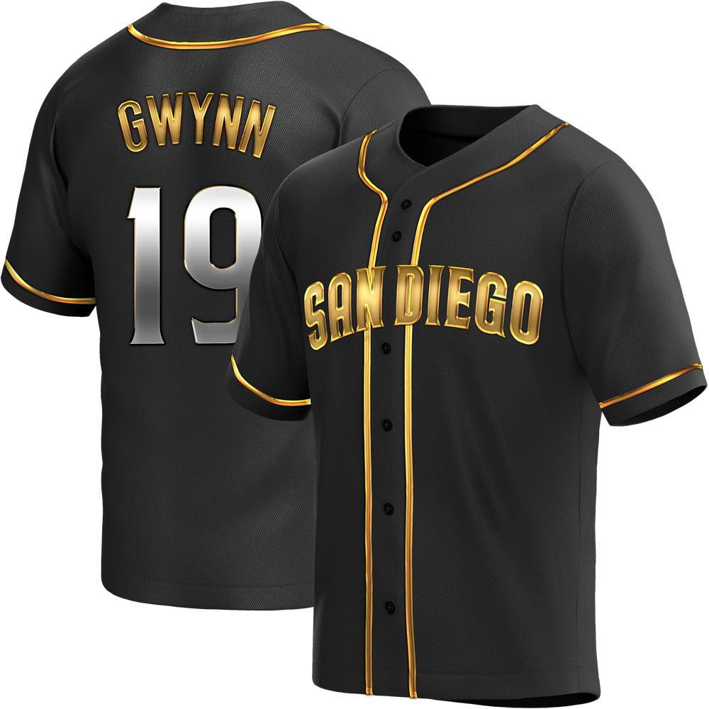 Replica Tony Gwynn Men's San Diego Padres Black Golden Alternate Jersey Replica Tony Gwynn Men's San Diego Padres Black Golden Alternate Jersey