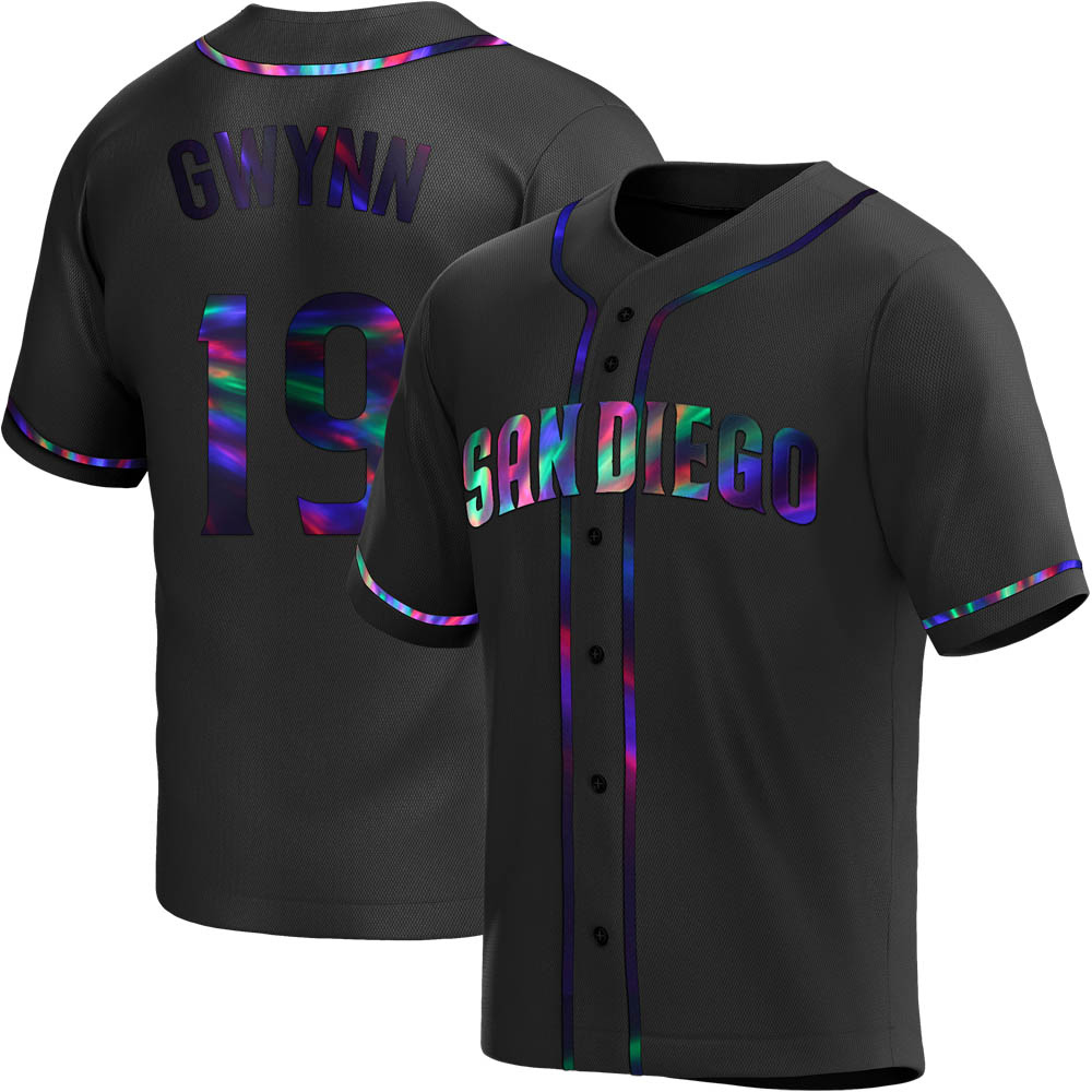 Replica Tony Gwynn Men's San Diego Padres Black Holographic Alternate Jersey Replica Tony Gwynn Men's San Diego Padres Black Holographic Alternate Jersey