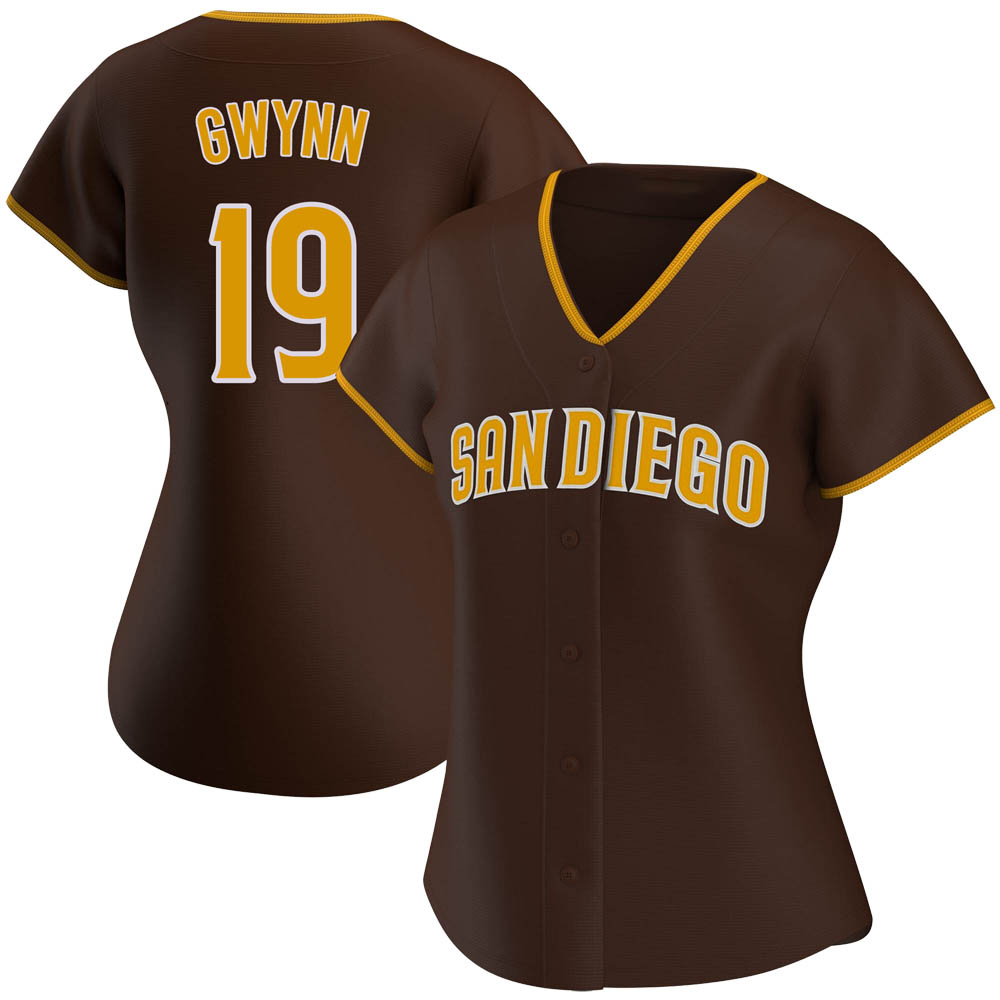 Replica Tony Gwynn Women's San Diego Padres Brown Road Jersey Replica Tony Gwynn Women's San Diego Padres Brown Road Jersey