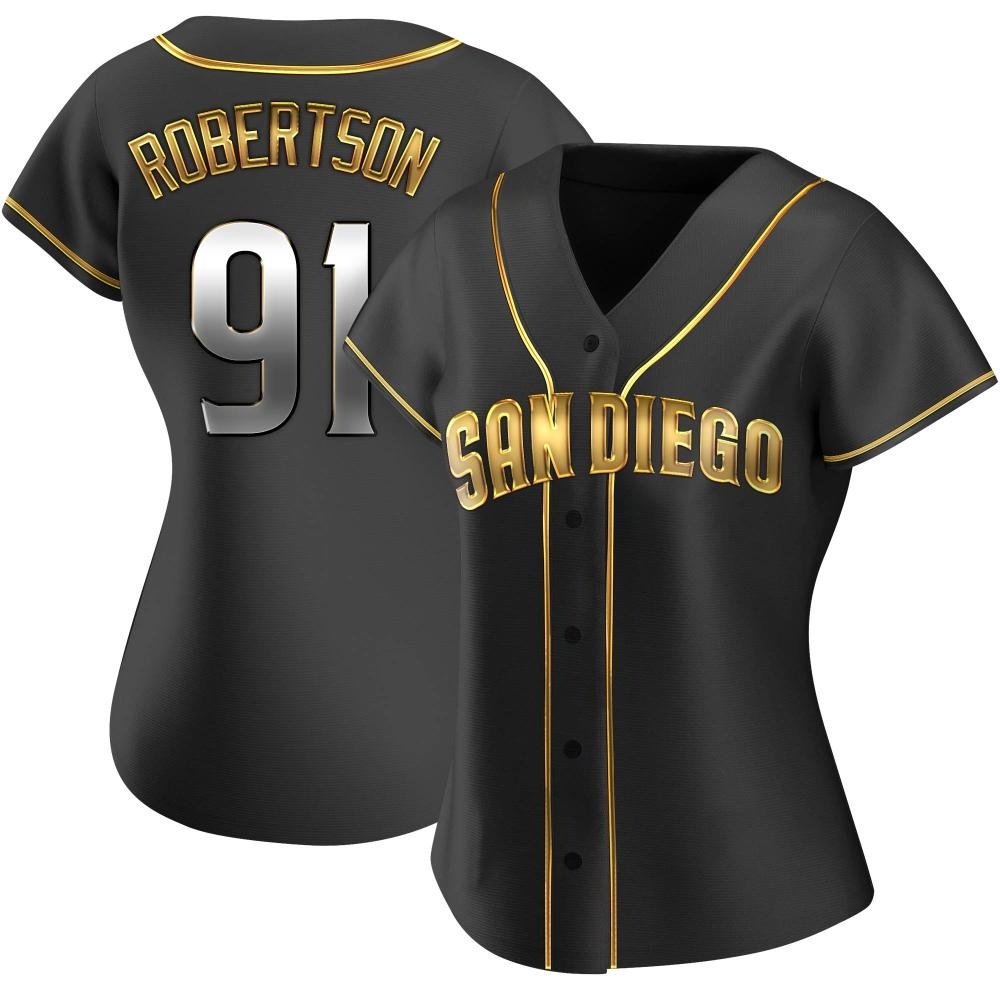 Replica Tyler Robertson Women's San Diego Padres Black Golden Alternate Jersey Replica Tyler Robertson Women's San Diego Padres Black Golden Alternate Jersey