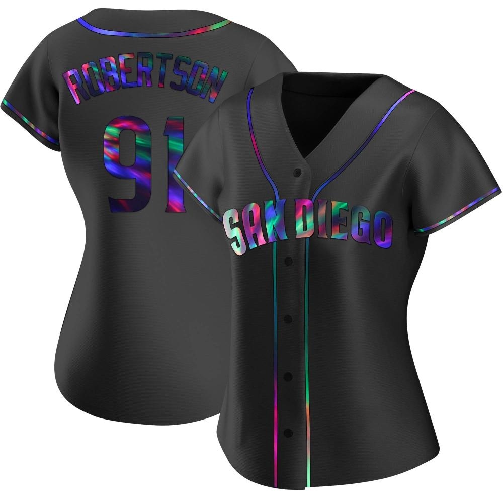 Replica Tyler Robertson Women's San Diego Padres Black Holographic Alternate Jersey Replica Tyler Robertson Women's San Diego Padres Black Holographic Alternate Jersey