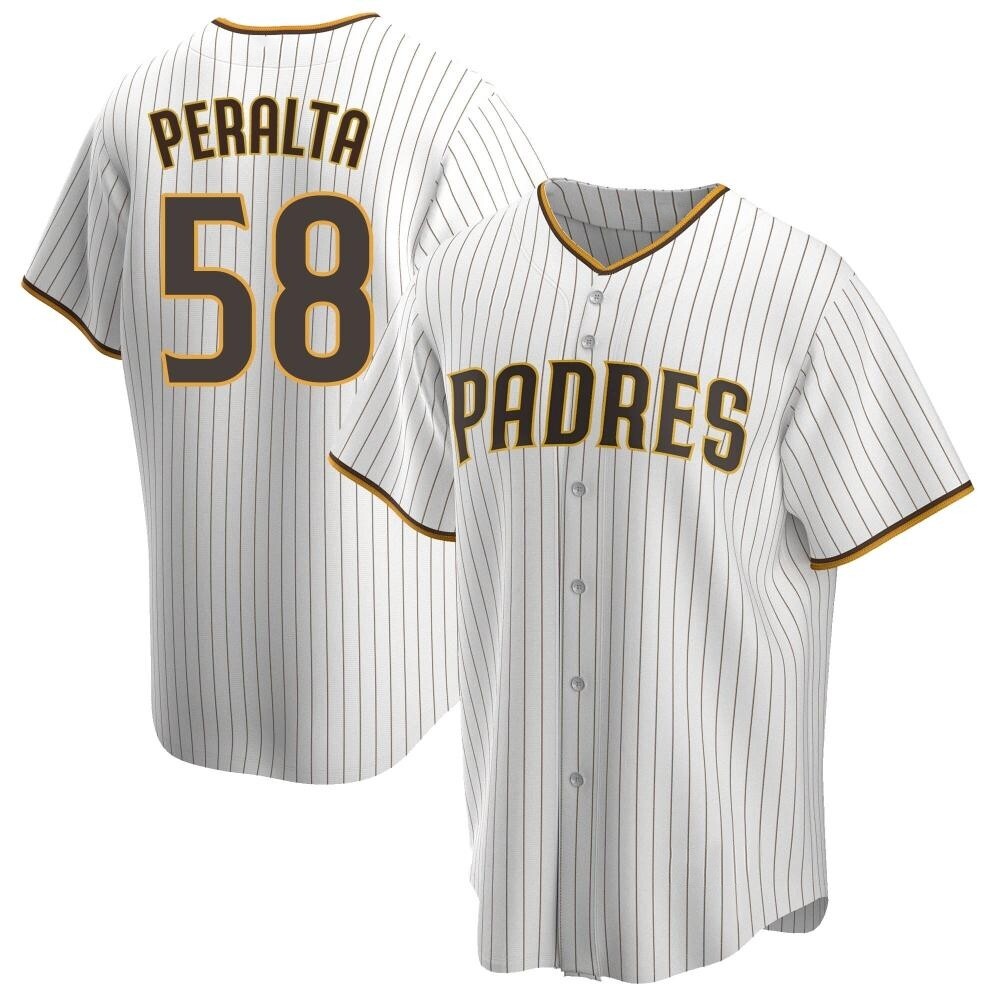 Replica Wandy Peralta Men's San Diego Padres White /Brown Home Jersey